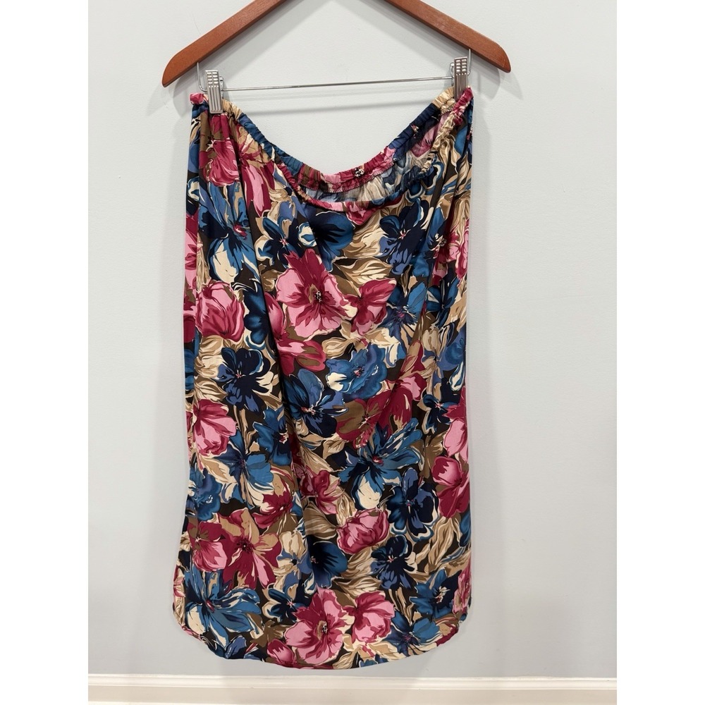 Islander Floral Rayon Maxi Skirt XL Boho Tropical Pull On Flowy Beach Resort - Picture 4 of 7